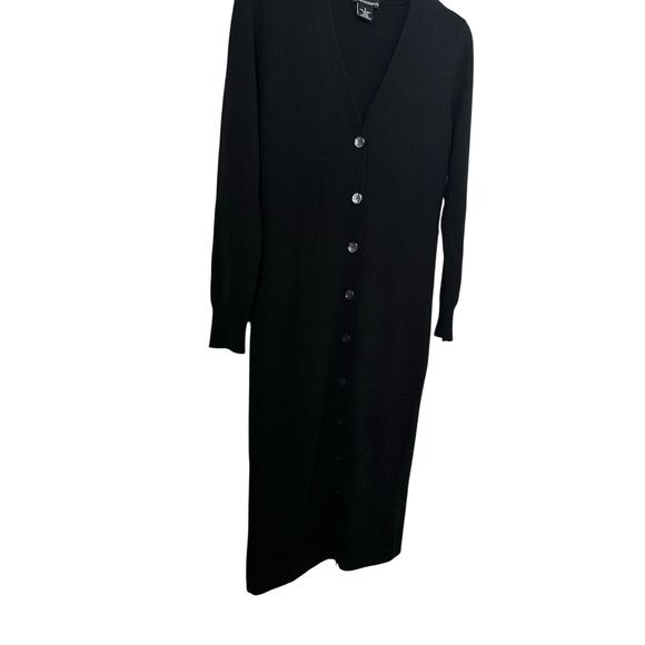 Sofia Cashmere Sweater Dress Womens Small Long Sleeve Button Front Midi Black - Picture 4 of 6